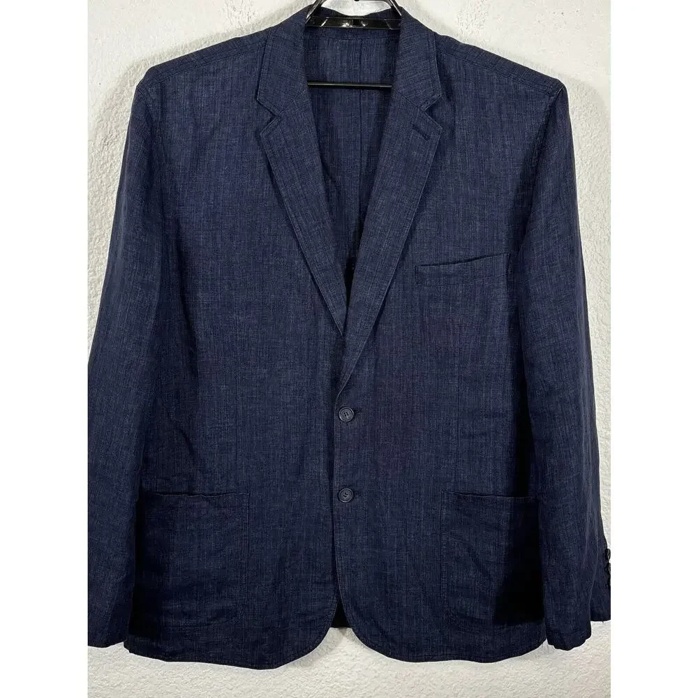 Martin Gordon Sports Coat Blazer Mens Size XL‎ Linen Blue Faint Stripes
